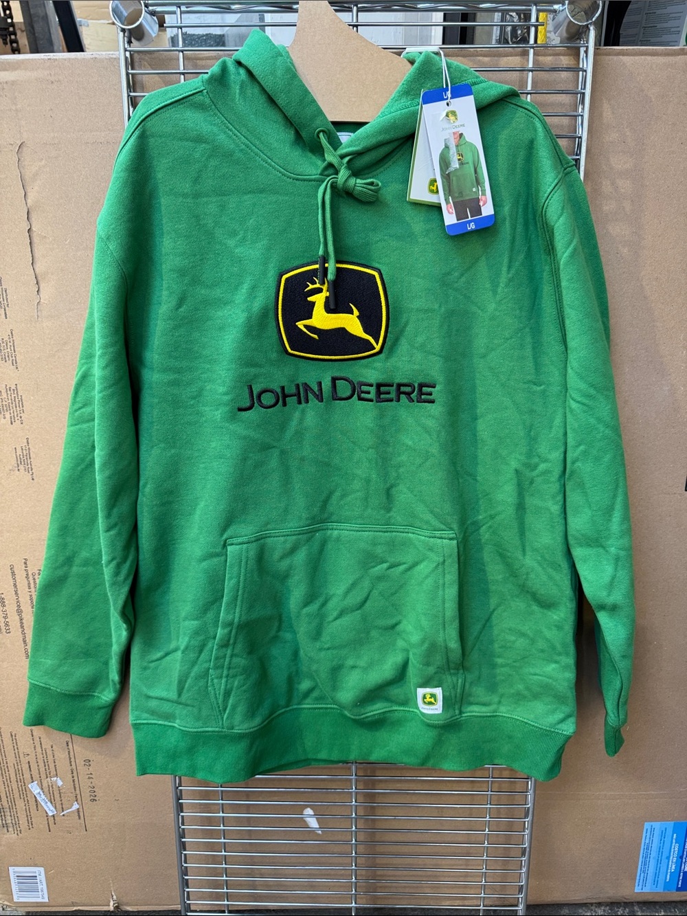 John Deere Green Pullover Hoodie with Yellow Logo